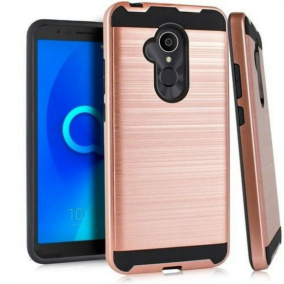 GSA Brushed Hybrid Case For Alcatel 7 Folio, 6062W (Rose Gold/Black)