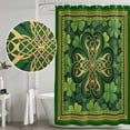 thumbnail image 5 of St Patricks Day Shower Curtain, Waterproof Shower Curtains for Bathroom, Gold Green Shamrock Checkered Lucky Leaf Washable Fabric Bathtub Curtain Set Bath Decor with 12 Hooks Long 72"x84", 5 of 8
