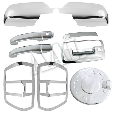 Tail Cap Switch Combo - AAL Premium Chrome Cover Combo For 2014 2015 2016 Chevy Chevrolet Silverado FULL Mirror + 2 Door Handle + Trunk Tailgate + Tail Light + Gas Tank Fuel Door Cap Cover