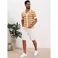 thumbnail image 2 of DARING DIVA Men's Wave Crochet Hollow Out Button Down Striped Shirts M Yellow, 2 of 7