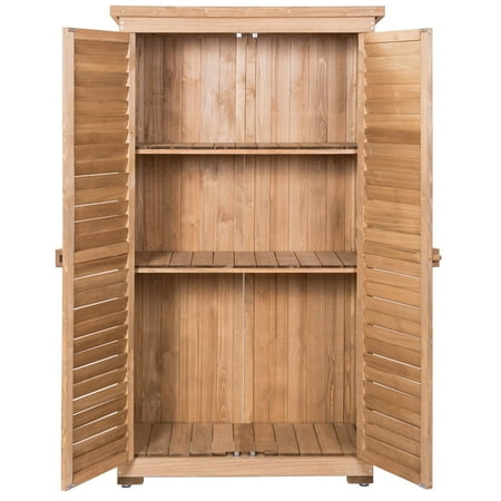 gymax outdoor 63'' tall wooden garden storage shed fir