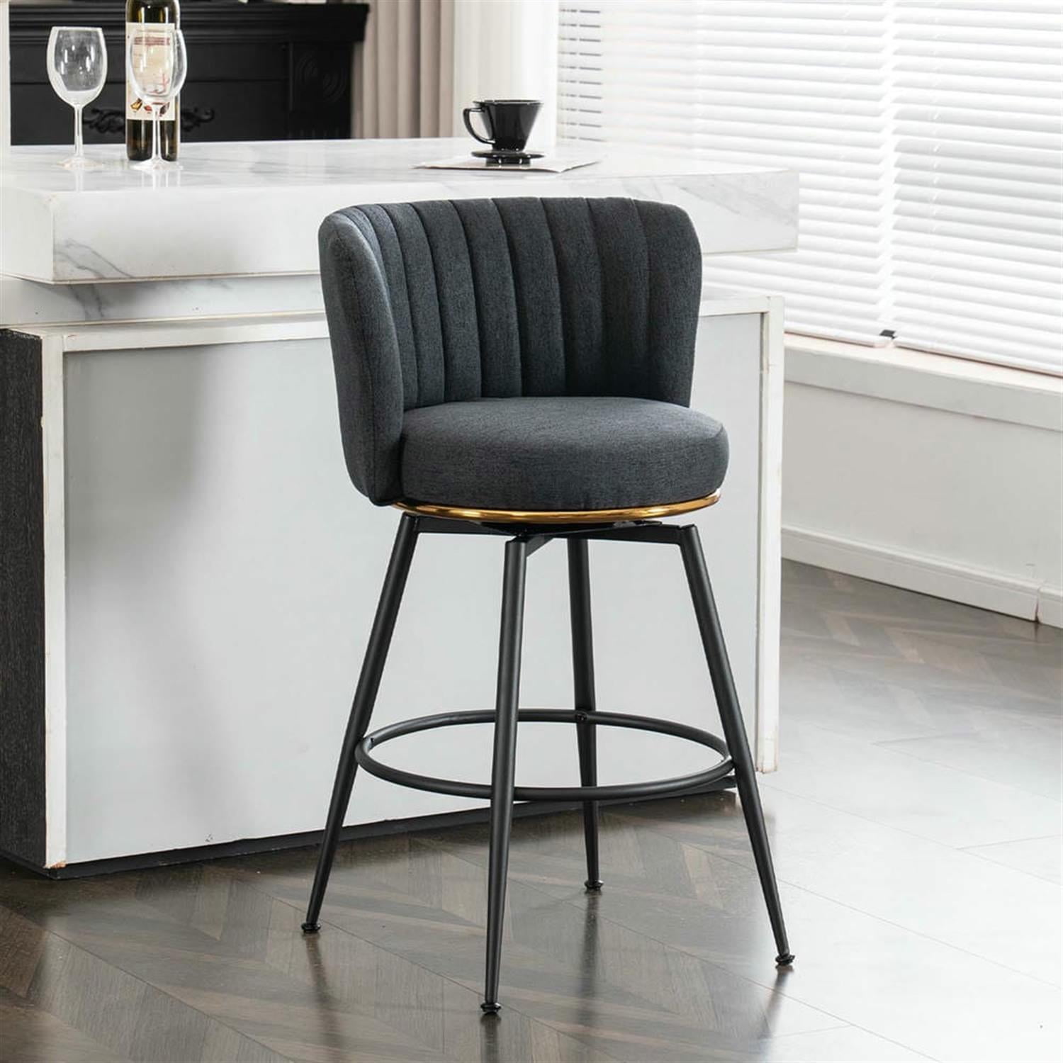 Demi Bonn 33" Counter Height Bar Stools Set of 2, Swivel Barstools with Back, Kitchen Island Countertop Chairs for Dining Room, Gray
