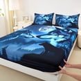 thumbnail image 3 of Feelyou 3D Wolf Print Bed Sheets for Men, Glitter Stars Moon King Sheets, Rustic Farmhouse Animal Sheet Set, Super Cozy Room Decor, 4 Pieces, 3 of 7