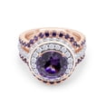 thumbnail image 3 of AFFY Round Simulated Amethyst & White CZ Trio Engagement Ring Set In 14k Rose Gold Over Sterling Silver Ring Size-6.5, 3 of 8