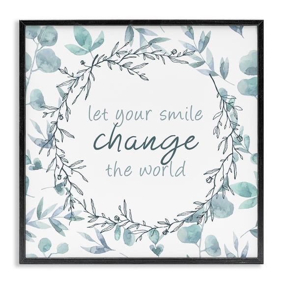 Stupell Industries Farmhouse Smile Change The World Black Framed Giclee Art, 12 x 12, by Kim Allen