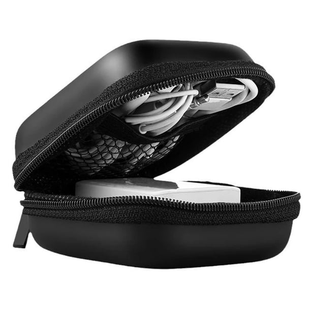 Injueey Estuche negro para auriculares Práctico bolsillo de malla Protección contra lluvia y derrames Línea de datos Caja de embalaje Cables de audio/vídeo