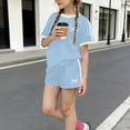 thumbnail image 2 of Edvintorg 2 Piece Outfits for Girls Loose Fit Short Sleeve Crewneck Casual Athletic Shirt and Boyshort Kids Clothes Girls Size 3-14, 2 of 6