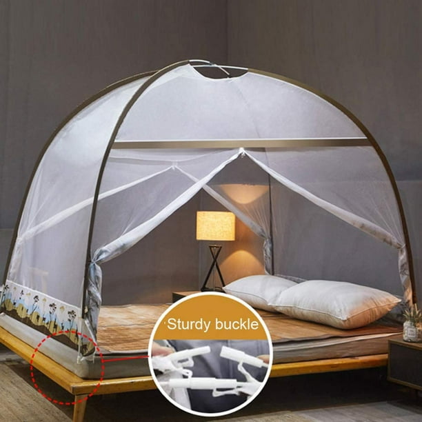 Pop-Up Mosquito Net Tent Canopy for Beds, Self-Standing Tent for Camping, w/Fully  Enclosed Net Bottom, Anti Mosquito Bites, Folding Portable Design for  Bedroom Baby Adults Trip,Brown,1.2m 