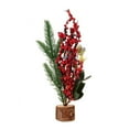 thumbnail image 2 of Save!Mini Christmas Tree Desktop Pine Tree Artificial Christmas Tree And Red Berries Pine Cone Wood Desktop Desktop Christmas Decoration, 10.63*5.12 In, 2 of 13