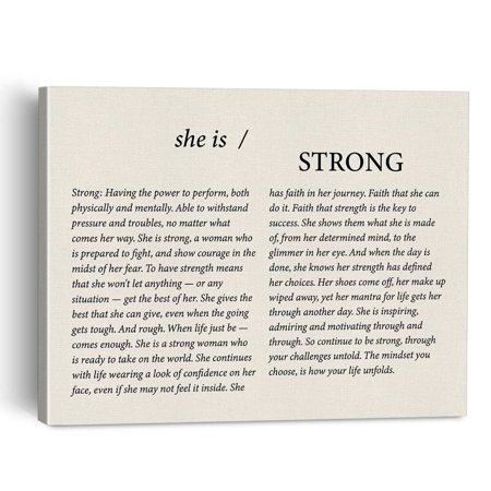 Inspirational She is Strong Quote Canvas Painting Framed Wall Art Decor for Home Living Room Strength Canvas Poster Print Decorative Thinking of You Gift
