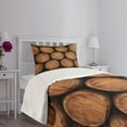 thumbnail image 3 of Ambesonne Wine Quilted Bedspread Set 2 Pcs, Wall of Wooden Barrels, Twin Size, Brown, 3 of 5