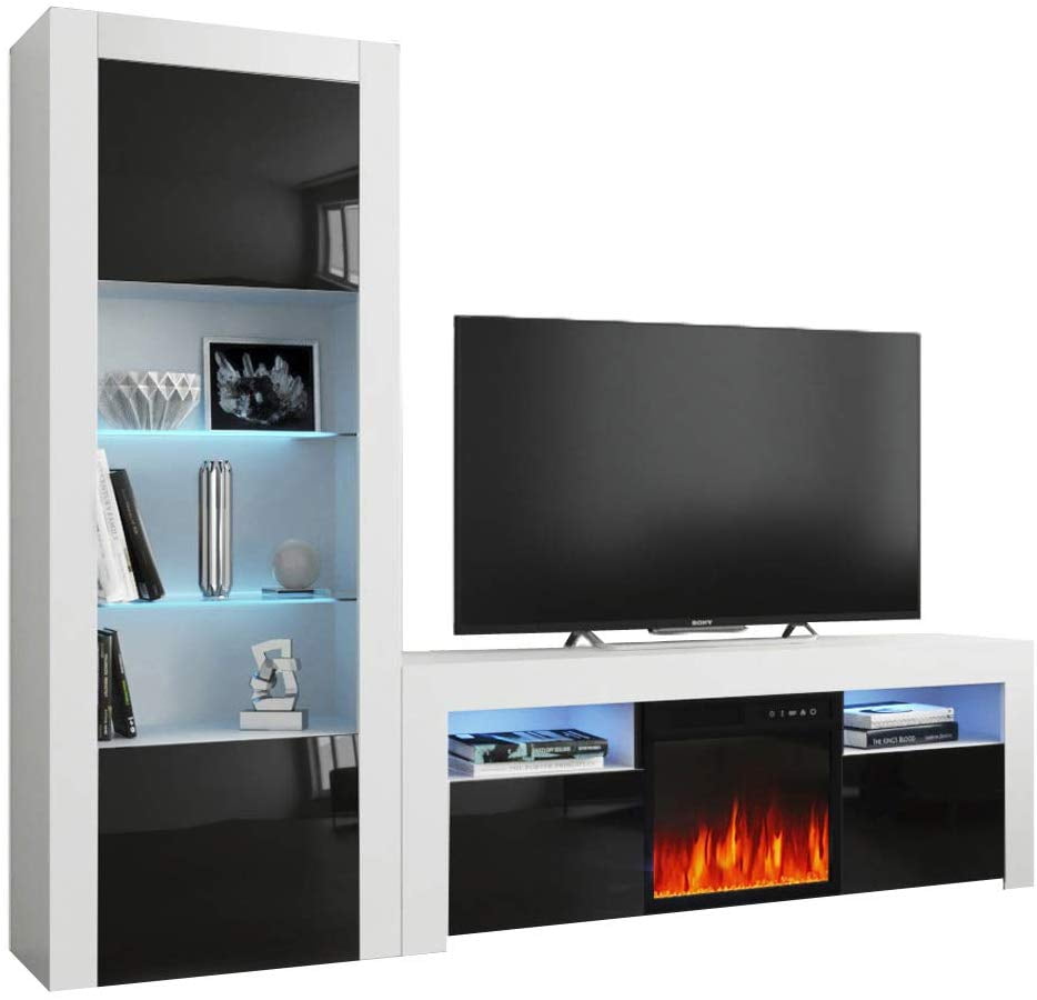 Milano Set 145EFBK Electric Fireplace Modern Wall Unit Entertainment