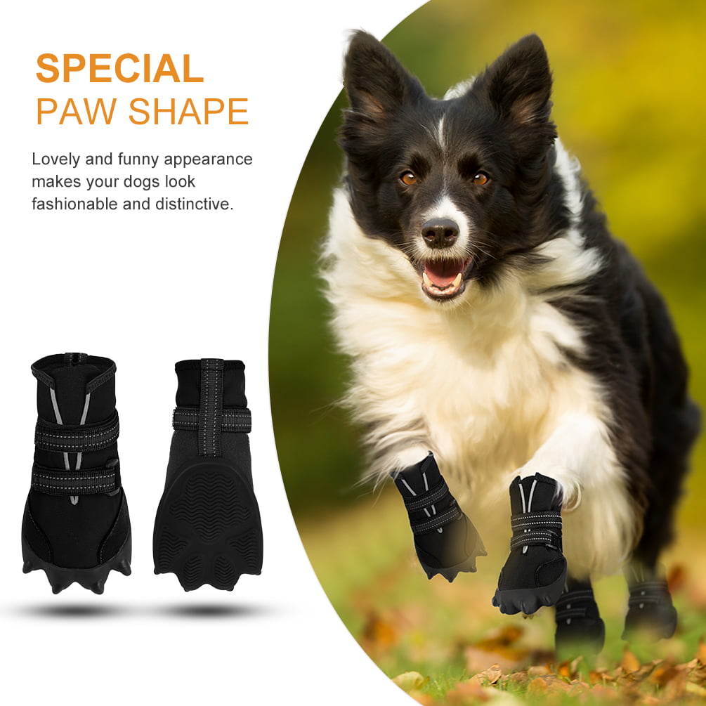 4Pcs petacc Dog Boots Waterproof Dog Shoes for Large Dogs Pet Boots Lovely Paw Shape Outdoor Shoes with Adjustable Reflective Velcro and Rugged Anti-Slip Sole 