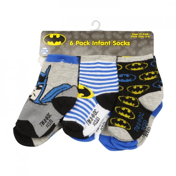Batman Characters and Symbols 6-Pack of Infant Socks-6-12 Months
