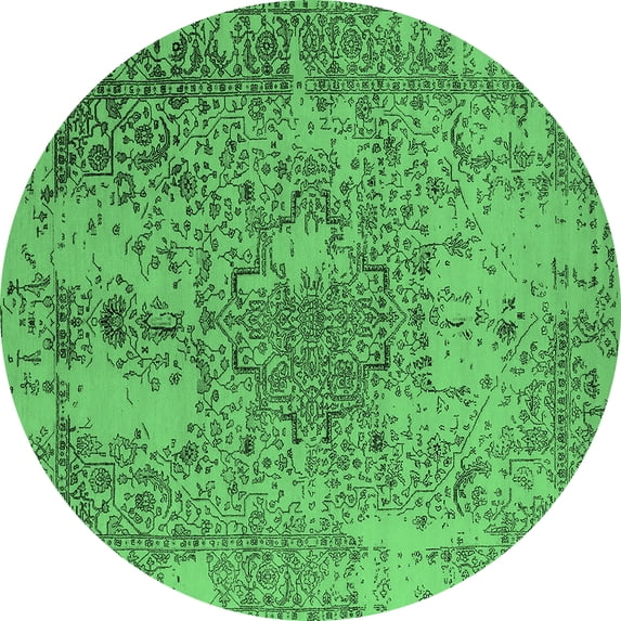 Ahgly Company Indoor Round Oriental Emerald Green Industrial Area Rugs, 6' Round