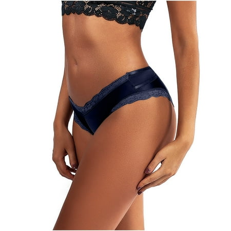 

Lopecy-Sta Women Sexy Soild Lace Low Waisted G-String Panties Briefs Underwear Bikini Discount Clearance Womens Underwear Birthday Present Dark Blue
