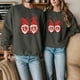thumbnail image 3 of Gibobby Sudadera Mujer Moda Sudadera con capucha deportiva informal para parejas para el día de San Valentín con estampado de animados y sin capucha (para mujeres)(Gris, S), 3 of 5