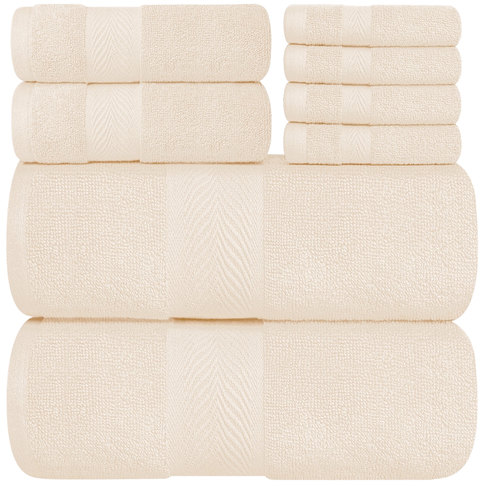 Oakias 8 Piece Sea Salt Towel Set 600 GSM 2 Bath Towels, 2 Hand Towels, & 4 Washcloths