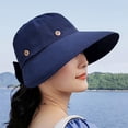thumbnail image 2 of ZHENHONG Sun Hats for Women Summer Floppy Outdoor Sun hat Fashion Wide Brim Bucket Hat Casual Solid Color Headwear Navy, 2 of 4