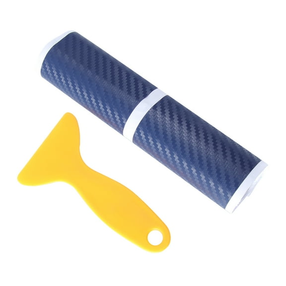 Zehuanyu  4 Pcs Carbon Fiber Vinyl Wrap Tape Black Stickers Decor Blue