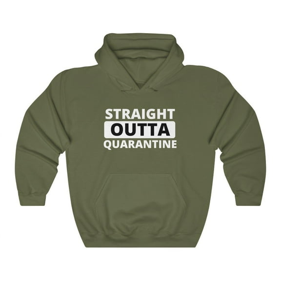 Printify Straight Outta Quarantine Unisex Heavy Blend™ green Hooded Sweatshirt