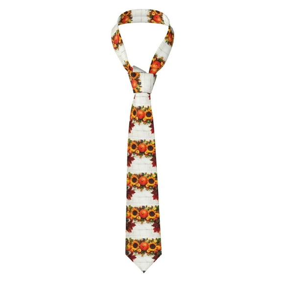 Naloa Thanksgiving With Autumn Print Solid Color Tie Formal Necktie for Men，Suitable for business, daily life, work