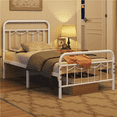 thumbnail image 4 of Alden Design Metal Platform Bed with Vintage Headboard and Footboard, Twin, White, Adult, 4 of 9