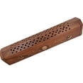 thumbnail image 5 of Cavelio  Rose Wooden Coffin Incense Burner - Jali and Sun-Moon-Stars12 - Brass Inlays & Storage Compartment EL-43, 5 of 9