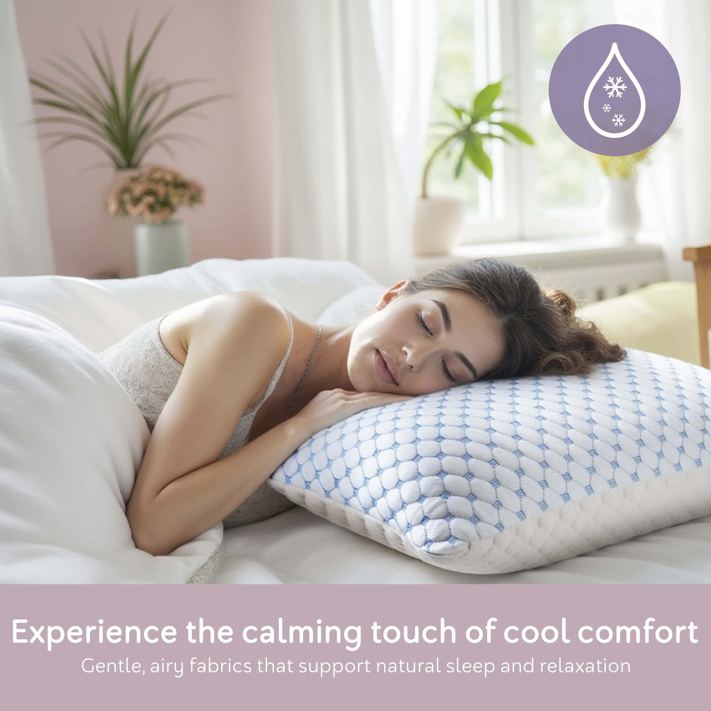 Virtu Temperature Queen Pillows Set of 2, Regulating and Adjustable Soft Memory Foam Cooling Bed Pillows Queen Size Pillows Set of 2, 20" X 30"