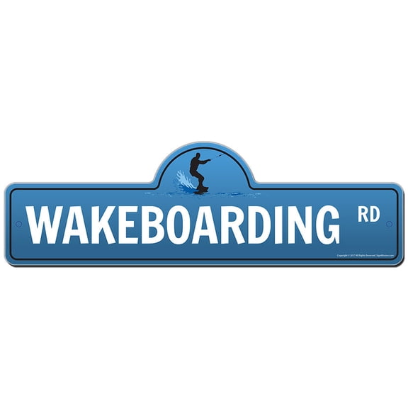 Wakeboarding Street Sign | Indoor/Outdoor | Funny Home Décor for Garages, Living Rooms, Bedroom, Offices | SignMission personalized gift