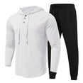 thumbnail image 2 of Men‘s Pure Color Lightweight Sweat Absorption Sports Long Sleeve Pullover Sweatshirt Set, 2 of 6