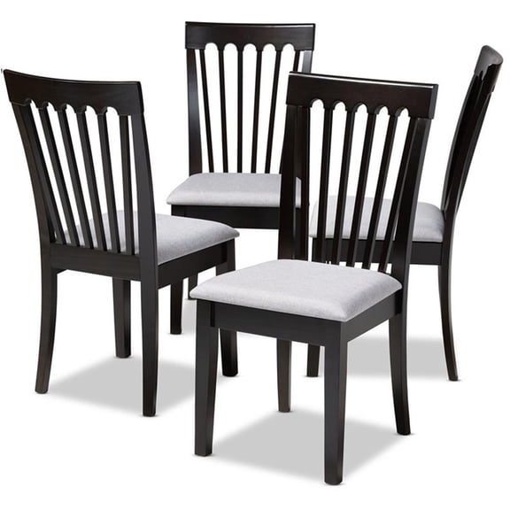Baxton Studio Minette Fabric and Wood Dining Chairs in Gray & Espresso Set of 4