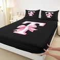 thumbnail image 4 of Erosebridal Pink Letter T Monogrammed Kids Queen Sheet Sets,Cute Bowknot Bed Set For Bows Lover 4pcs, 4 of 6