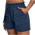 thumbnail image 4 of Hvot&aat Women's Summer Linen Shorts Ruffles Drawstring Elastic Waist Shorts Pocket Outward Turned Beach Shorts, 4 of 7