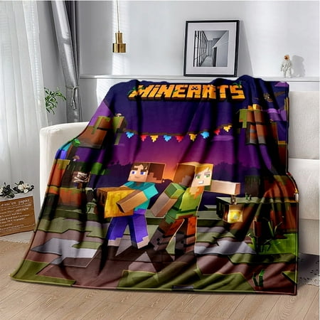 Soft and Warm M-Minecraft Blanket Featuring My World Sandbox Game Characters 3D Print Fleece Throw Blanket
