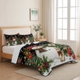 thumbnail image 5 of Quilts Twin XL Size Bedding Set, Black Christmas Lightweight Quilted Comforter, Xmas Trees Snowman Snowflake Winter Soft Reversible Bedspread Coverlet with Pillow Covers for All Season, 68" x 98", 5 of 9