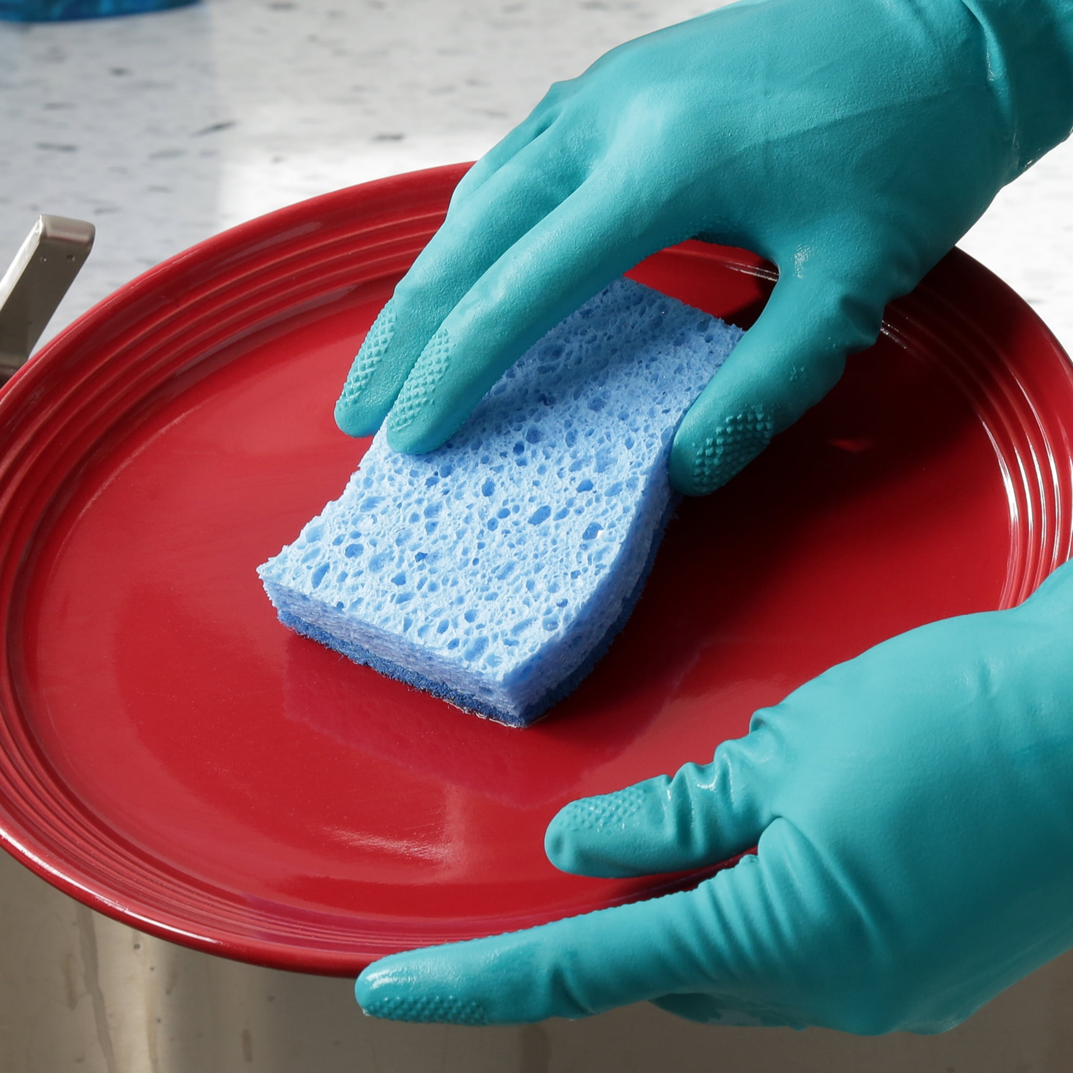 UPSTAR Microfiber Scrubber Sponge, Non-Scratch Kitchen Scrubbies,  Dishwashing and Bathroom Sponges, Size L Pack of 4