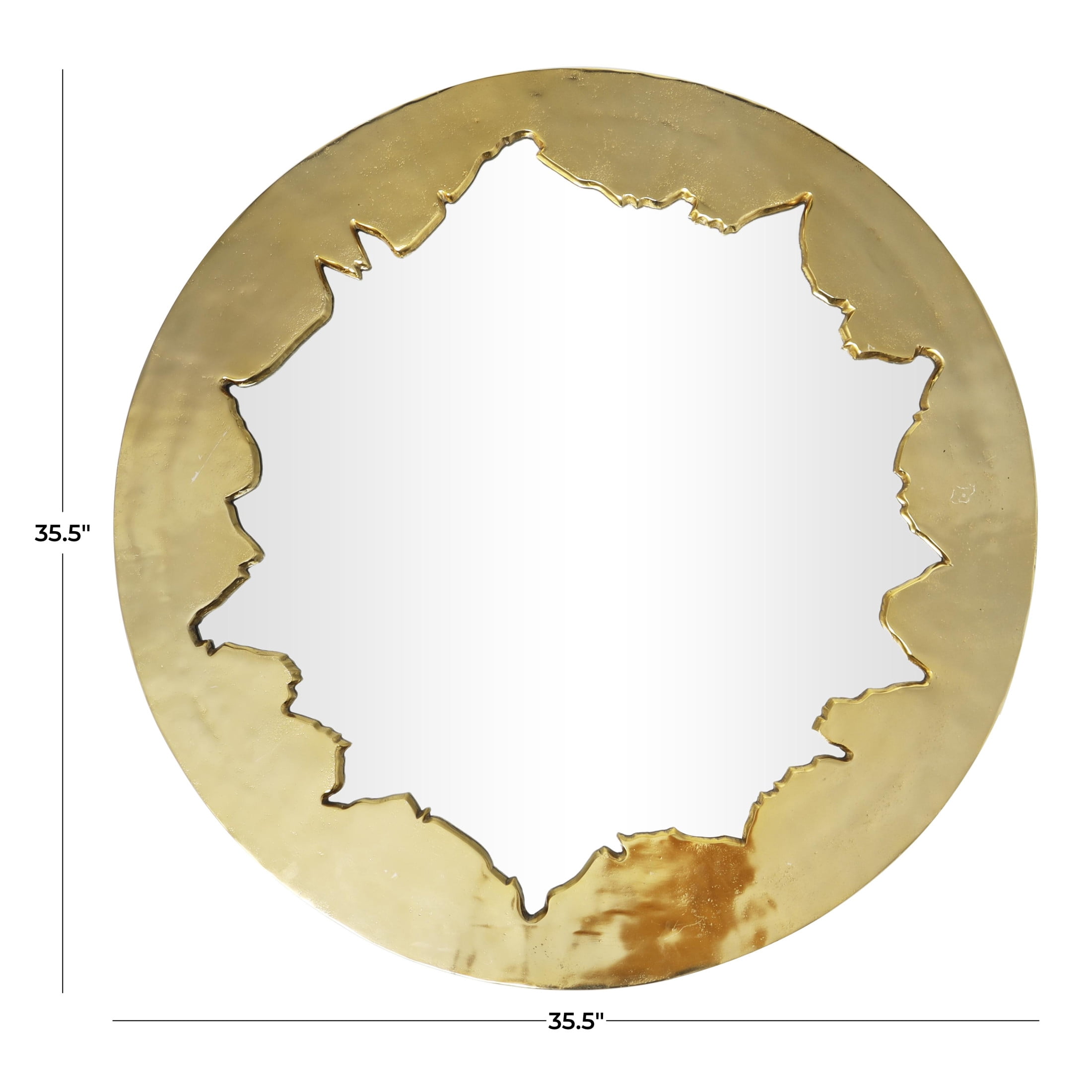 DecMode 36" x 36" Gold Handmade Live Edge Abstract Wall Mirror