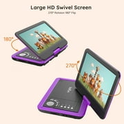 BOIFUN 12.5 Portable DVD Player with 10.5 Swivel HD Screen for Car and Kids, 5h Rechargeable Battery, Support Multiple Disc Formats/Sync TV
