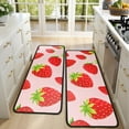 thumbnail image 4 of Kitchen Rugs Sets Of 2,Red Strawberry Plants Fruit Pink Pattern Anti Fatigue Kitchen Mat Rugs Non Slip Washable,Decorative Kitchen Floor Mats for Kitchen,Sink,Laundry,17"x47"+17"x47", 4 of 5