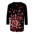 thumbnail image 5 of Women's Heart Printed Tops Valentines Day Shirts Gifts 3/4 Sleeve Crew Neck Holiday Casual Base Graphic Tees (XL, Multicolor), 5 of 5