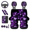 thumbnail image 6 of Binienty 14 Pieces Galaxy Butterfly Car Seat Covers Full Set with Coasters Keychain Armrest Cushion Headrest Covers Steering Wheel Cover Seat Belt Pads Auto Interior Decor Set, 6 of 8