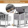 thumbnail image 4 of Aivituvin 73.4" Large Chicken Coop with Wheels for Outdoor, Mobile Chicken House with Nest Box & Removable Tray for 2-5 Chickens, Weatherproof Poultry Cage, Gray, 4 of 8