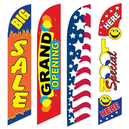 4 Advertising Swooper Flags Big Sale Grand Opening Patriotic Look Special Here