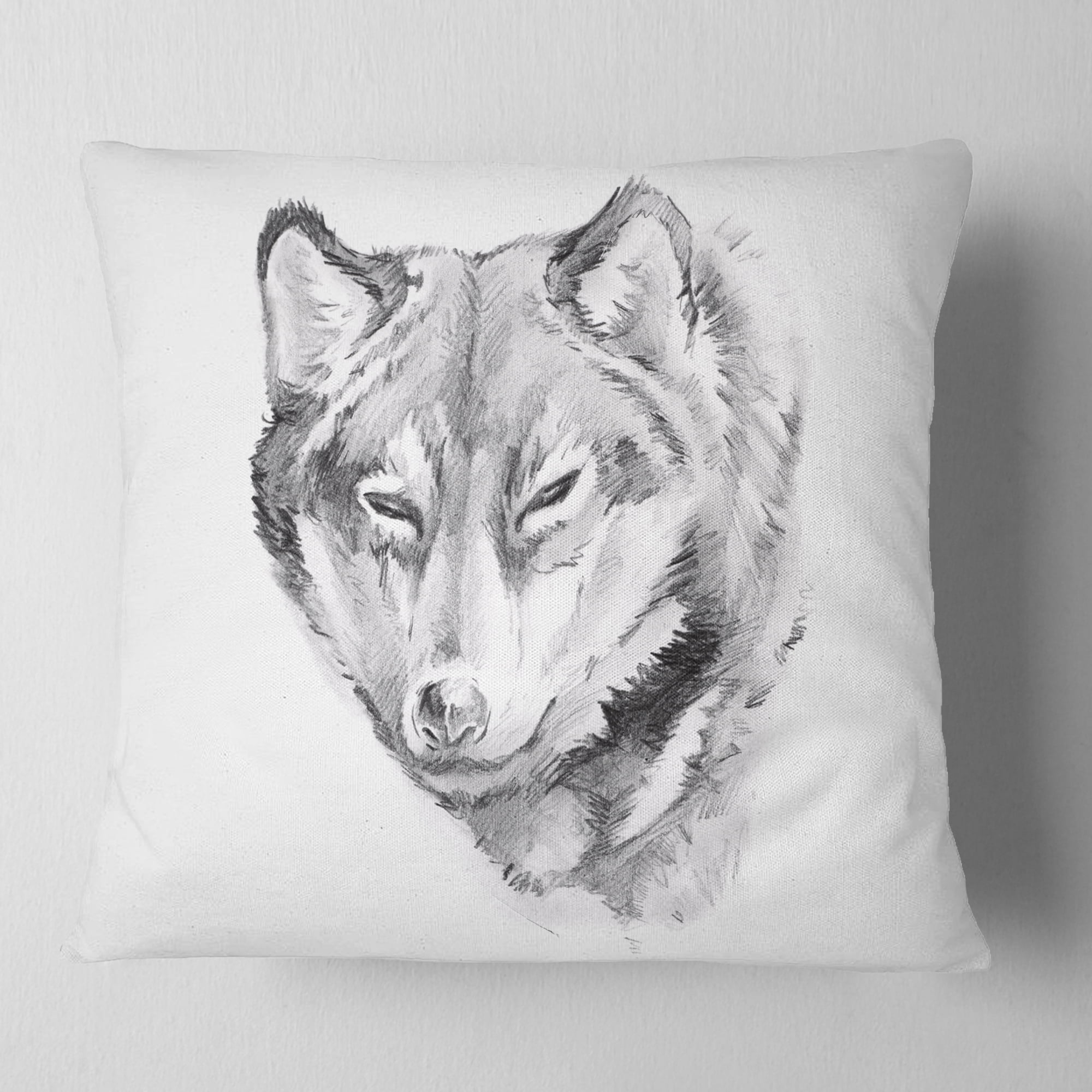 Designart Wolf Tattoo Art - Animal Throw Pillow - 18x18