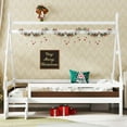 thumbnail image 2 of Miniyam Twin House Platform Bed with Stairs, Solid Wood Kids Bed with Low Profile Design, White, 2 of 7