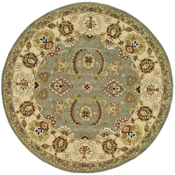SAFAVIEH Heritage Ronnette Oriental Wool Area Rug, Sage/Ivory, 8' x 8' Round