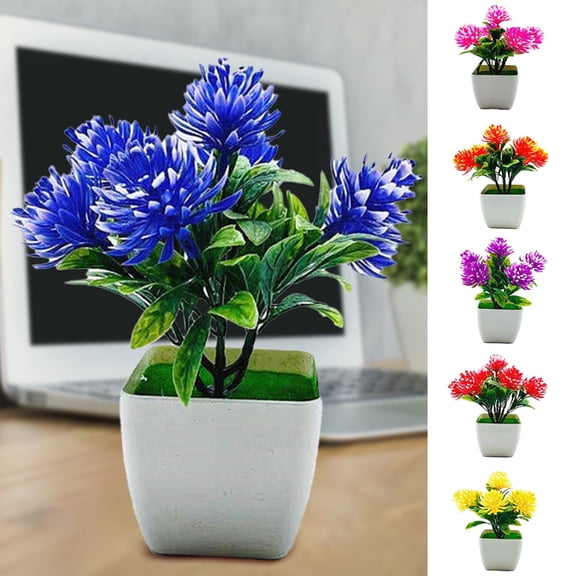 Cheers.US 2 Sets Artificial Potted Plants with White Flowers ,Fake Eucalyptus Plant in pots,Faux Plants Greenery for Home Decor, Indoor, Office, Desk, Wedding Decoration