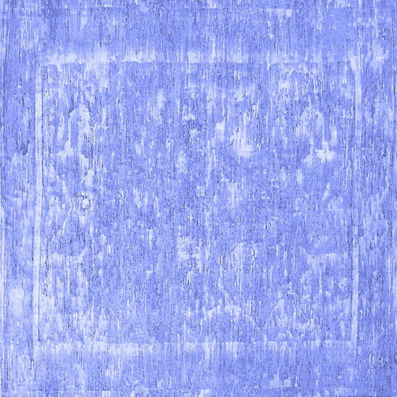 Ahgly Company Machine Washable Indoor Square Oriental Blue Industrial Area Rugs, 8' Square