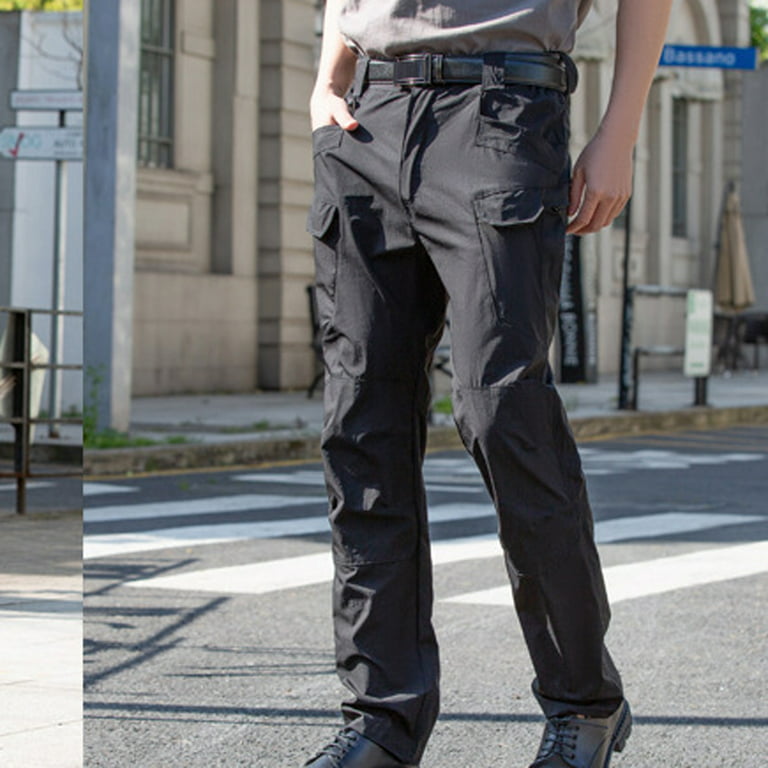 JNGSA Men's Assault Pants with Multi-Pocket Outdoor Sports Hiking Pants  Lightweight Cotton Cargo Stretch Trousers Black XXXL